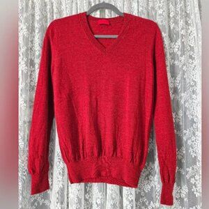 Vintage Pringle Merino Wool V-Neck Sweater | Classic Red | Made in Scotland